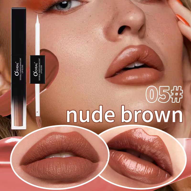 Luciu de Buze 2 în 1, O’CHEAL Vegan, Efect Mat & Ultra Glossy, Rezistent la Apa si Transfer