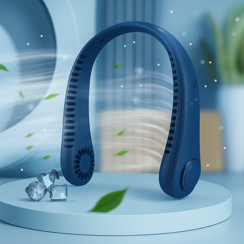 Ventilator portabil pentru gat, 5 trepte de viteza, reincarcabil USB tip C