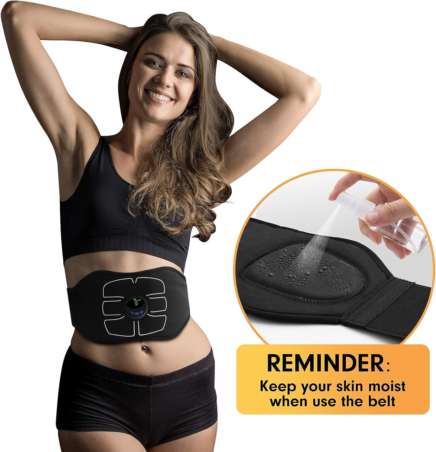 Centura electrostimulare abdominala ABS, smart fitness, ems training, electrozi integrati, 6 moduri, 18 trepte de Intensitate