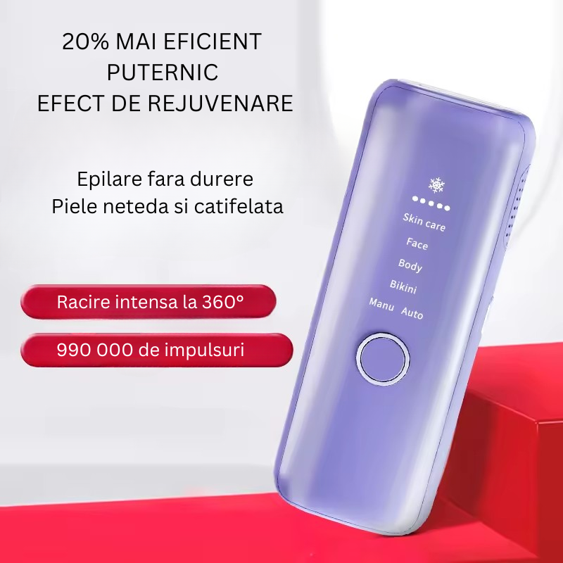 Epilator IPL 990.000 impulsuri, 5 trepte, 4 moduri, tehnologie Ice Cooling pentru epilare definitiva si rejuvenare