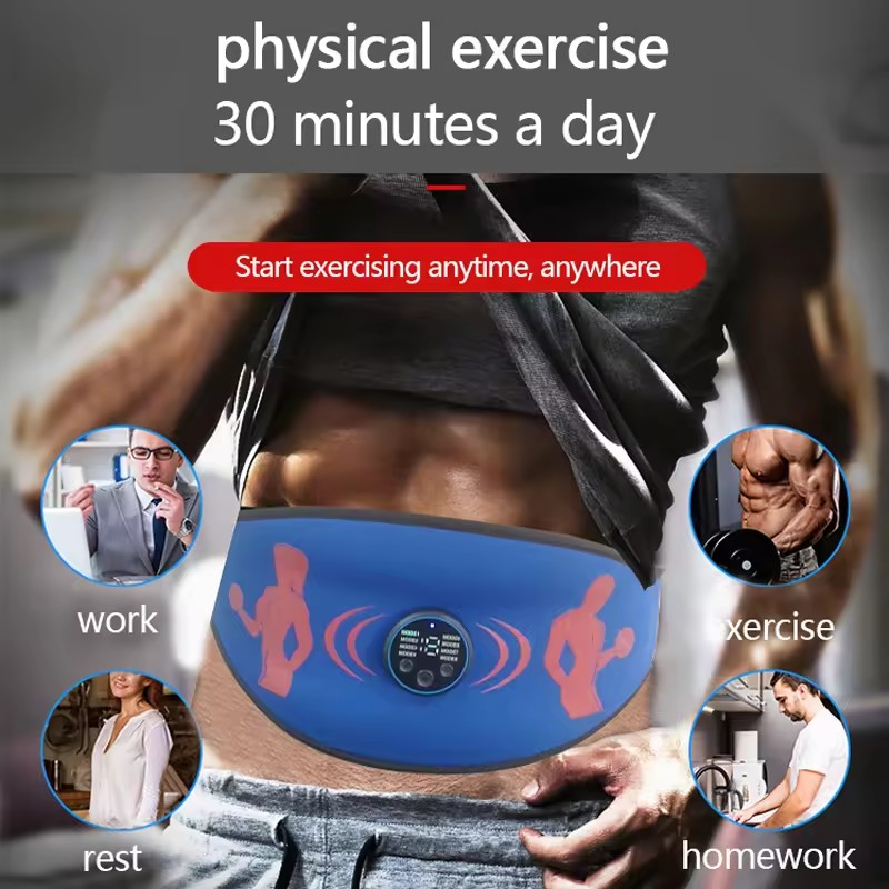 Centura Smart Fitness EMS, electrostimulare corporala cu electrozi integrati, Unisex, 8 programe, 15 nivele de intensitate