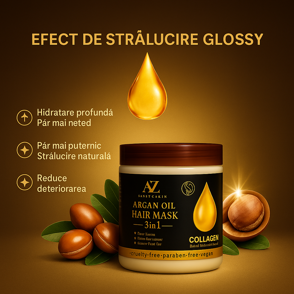 Mască de păr cu Colagen și Argan – Hidratare Intensă și Reparare