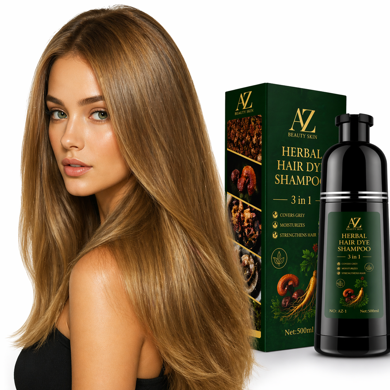 Sampon colorant pentru par, fara amoniac, unisex, 500 ml – AZ Beauty Skin®