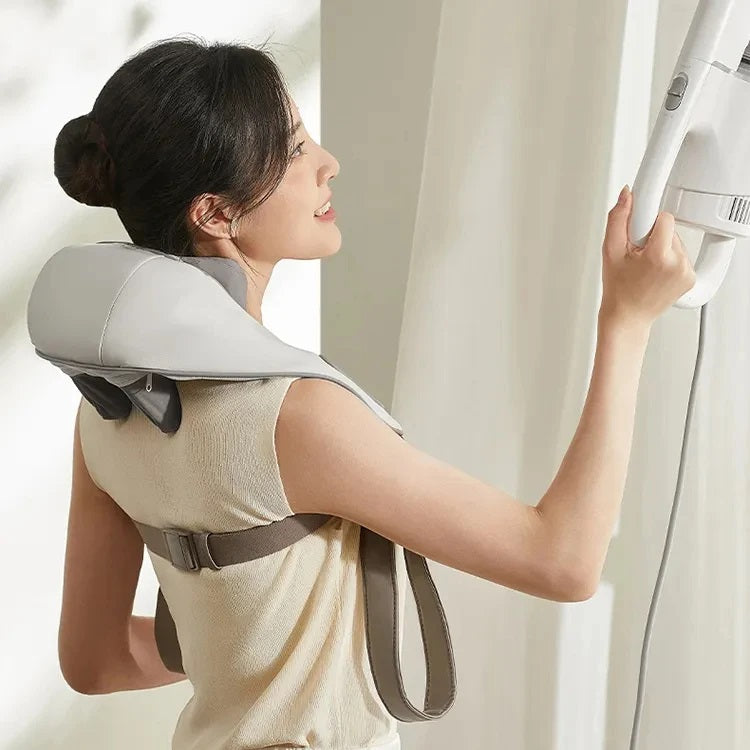 Aparat de masaj profesional electric Mini Neck N5, pentru gat si umeri,  functie de incalzire, fara fir, autonomie 90 minute