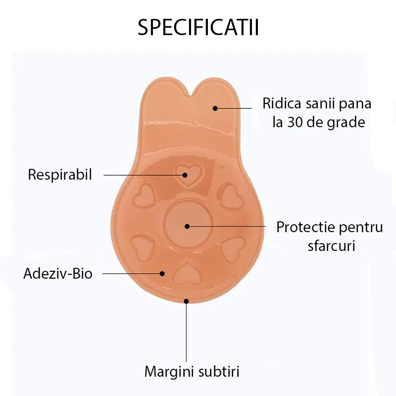 Sutien invizibil, din silicon cu efect de push up, Nude