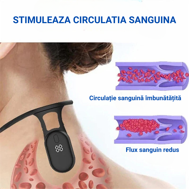 Corector inteligent de postura, cu vibratii, pentru indreptarea spatelui, senzor inteligent, afisaj, negru