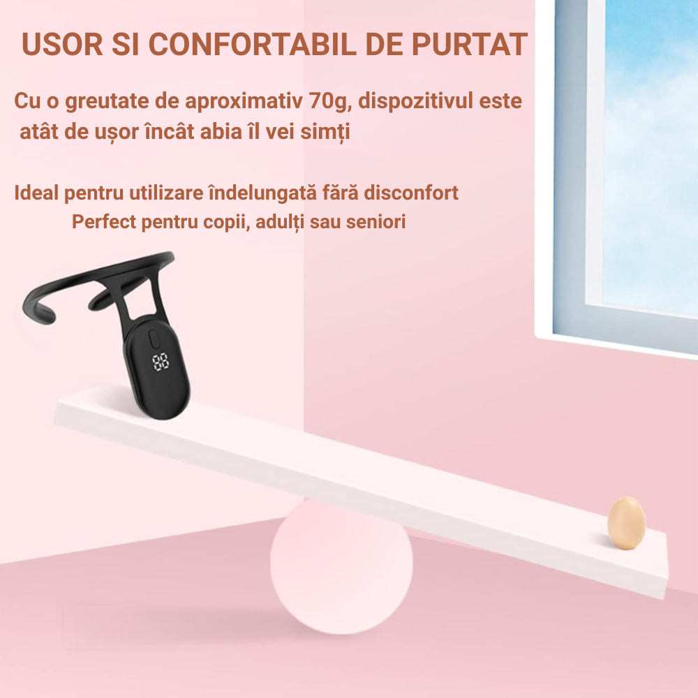 Corector inteligent de postura, cu vibratii, pentru indreptarea spatelui, senzor inteligent, afisaj, negru