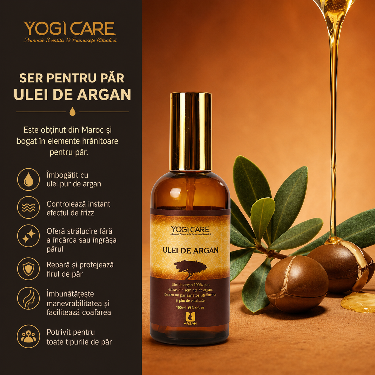 Ser pentru Păr cu Ulei de Argan Marocan 100 ml – Anti-Frizz