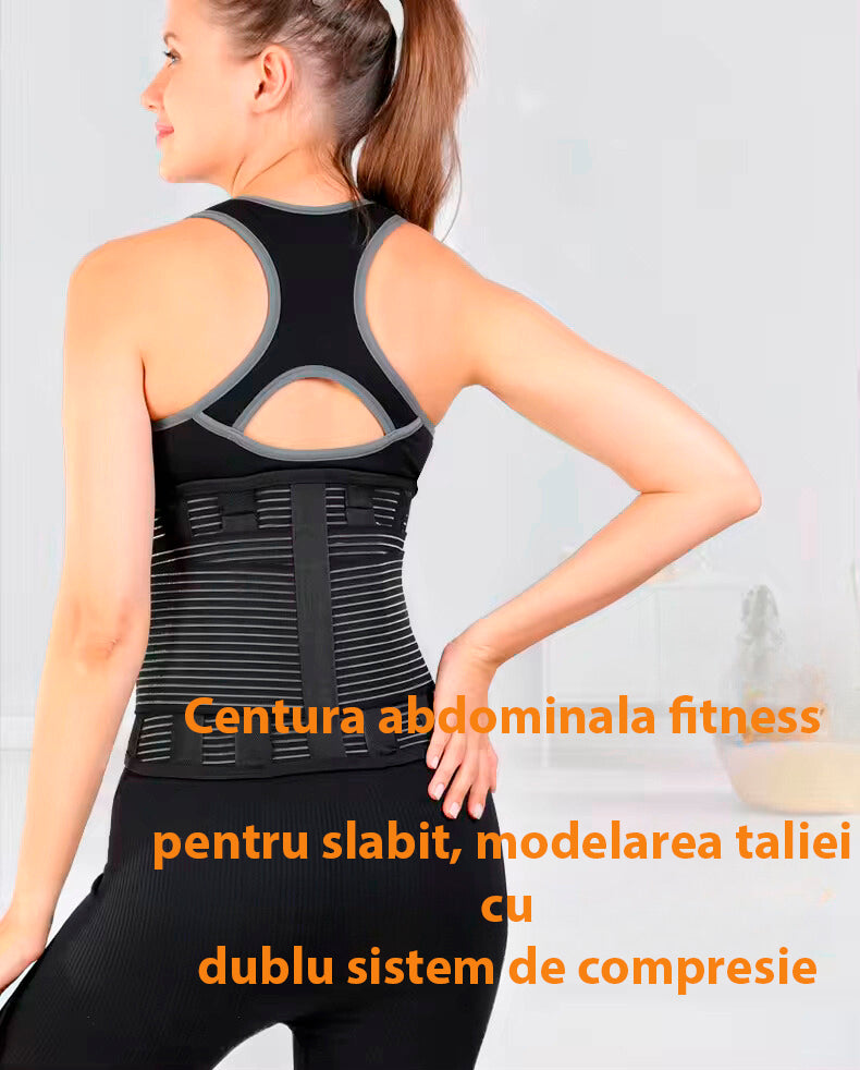 Centura abdominala fitness pentru slabit, modelarea taliei sau suport lombar tip corsetcu dublu sistem de compresie