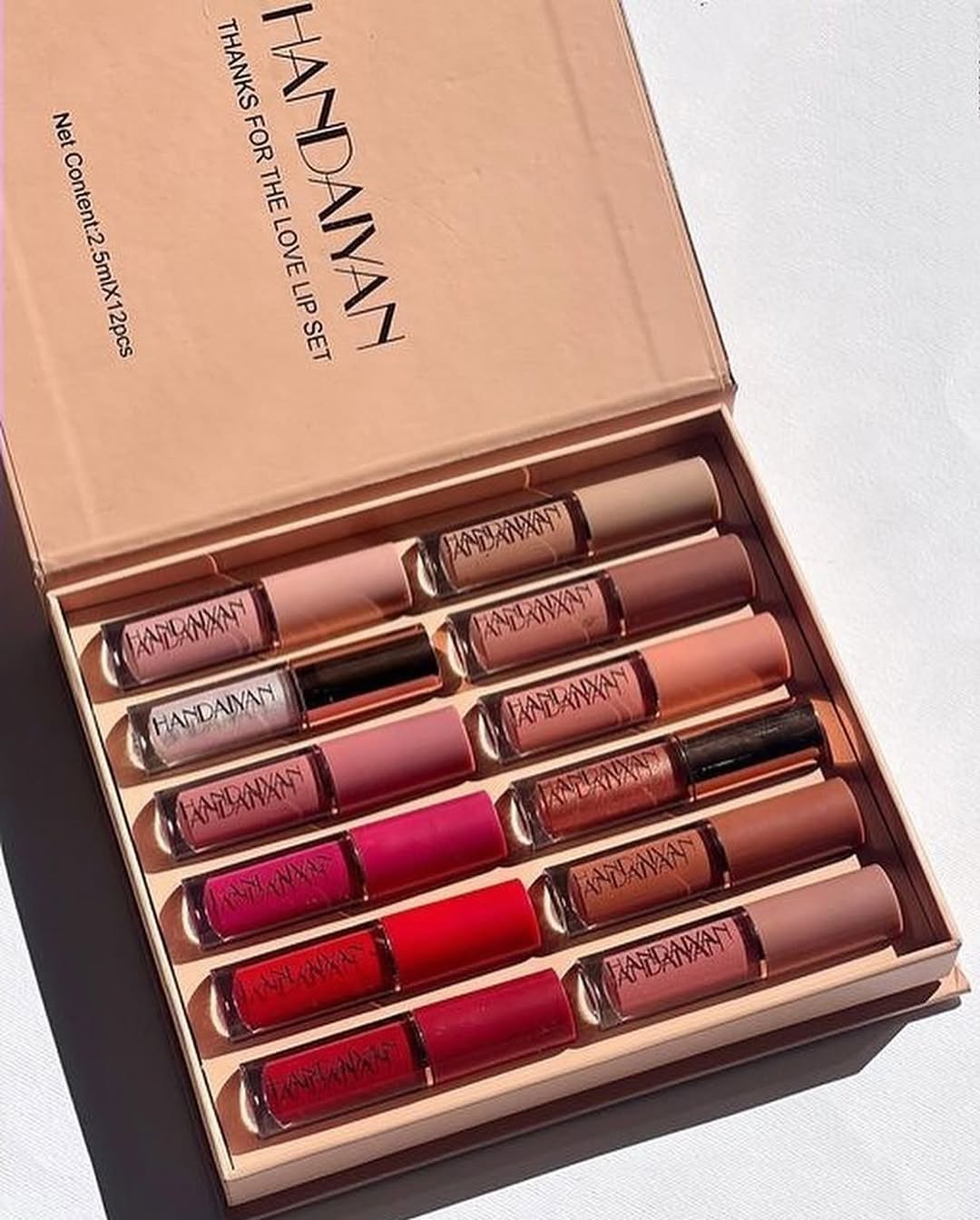 Set 12 rujuri rezistente la transfer mate si glossy, Handaiyan, 2.5 ml