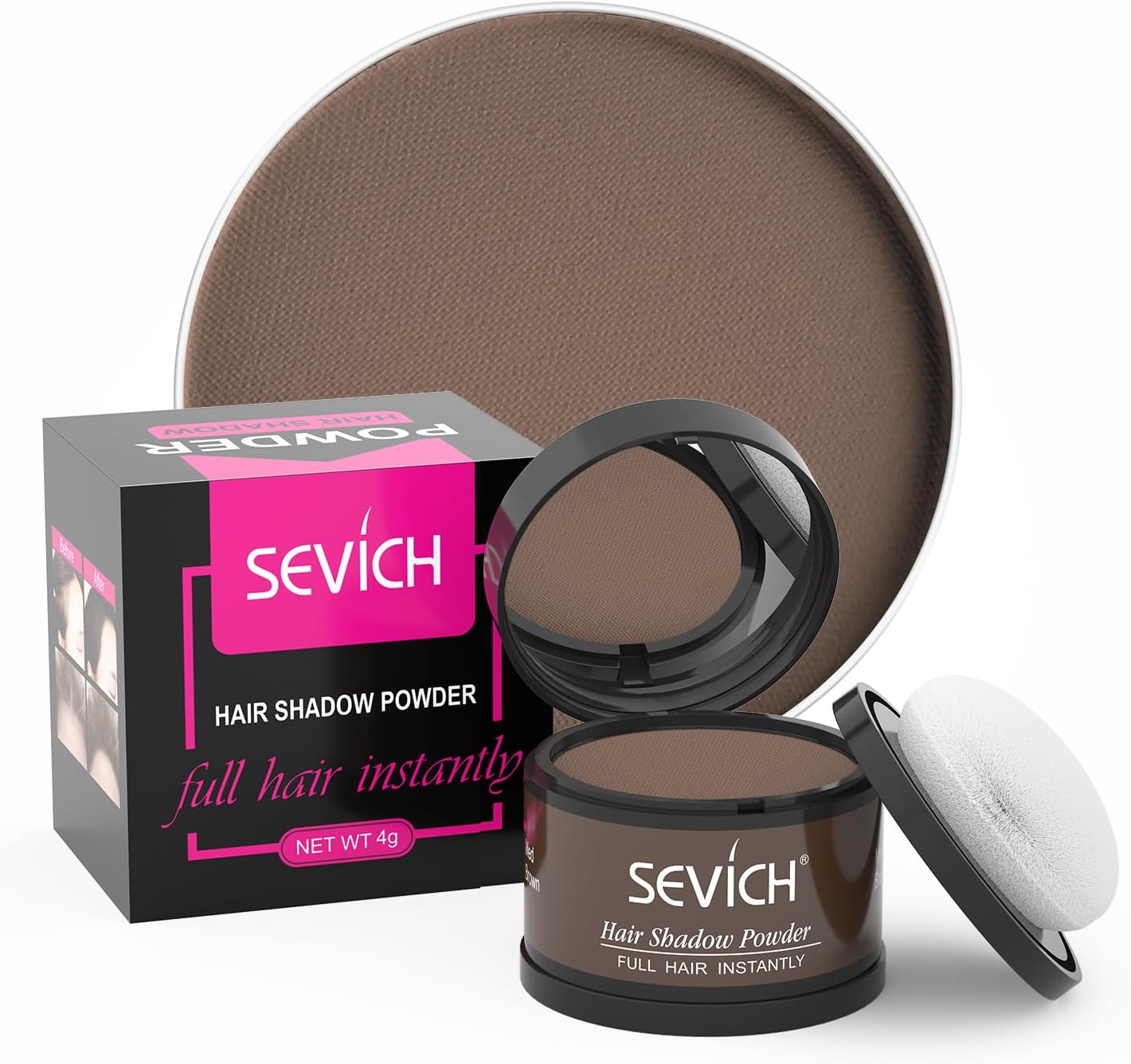 Pudra de par pentru camuflarea zonelor cu par rar, SEVICH