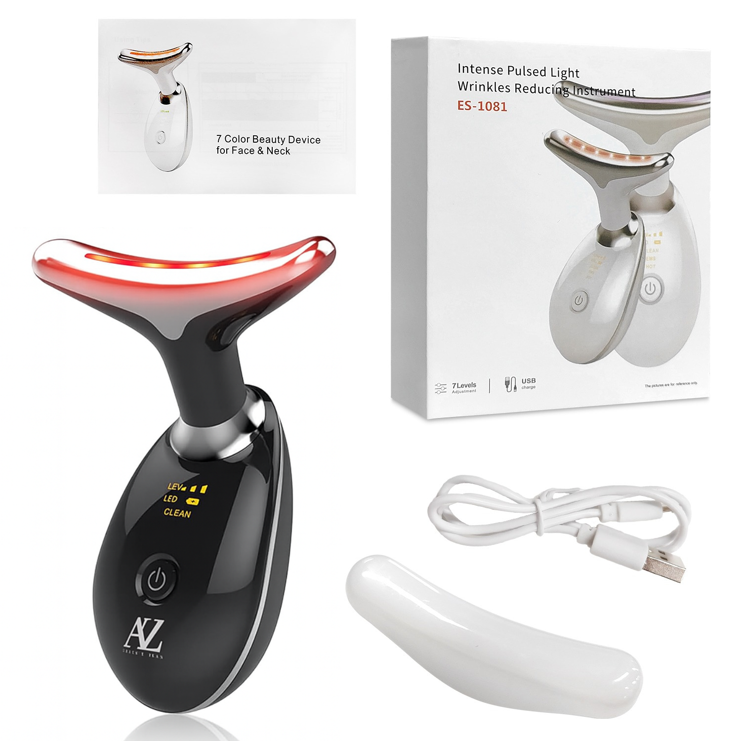 Aparat masaj facial cu LED & masaj termic – Fata si Gat | AZ Beauty Skin®