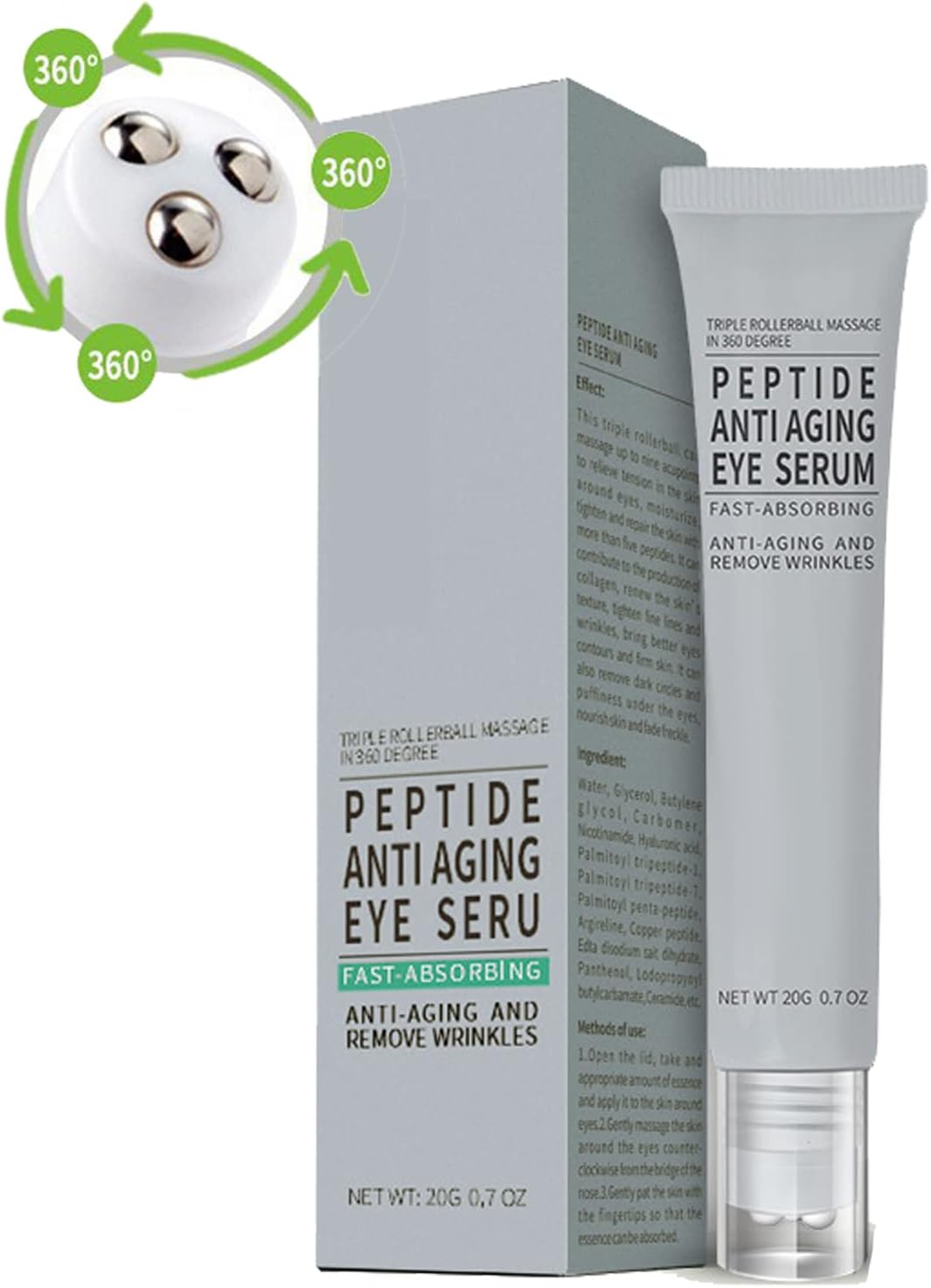 Ser anti-aging pentru ochi Auquest cu aplicator 360°, absorbție rapidă.