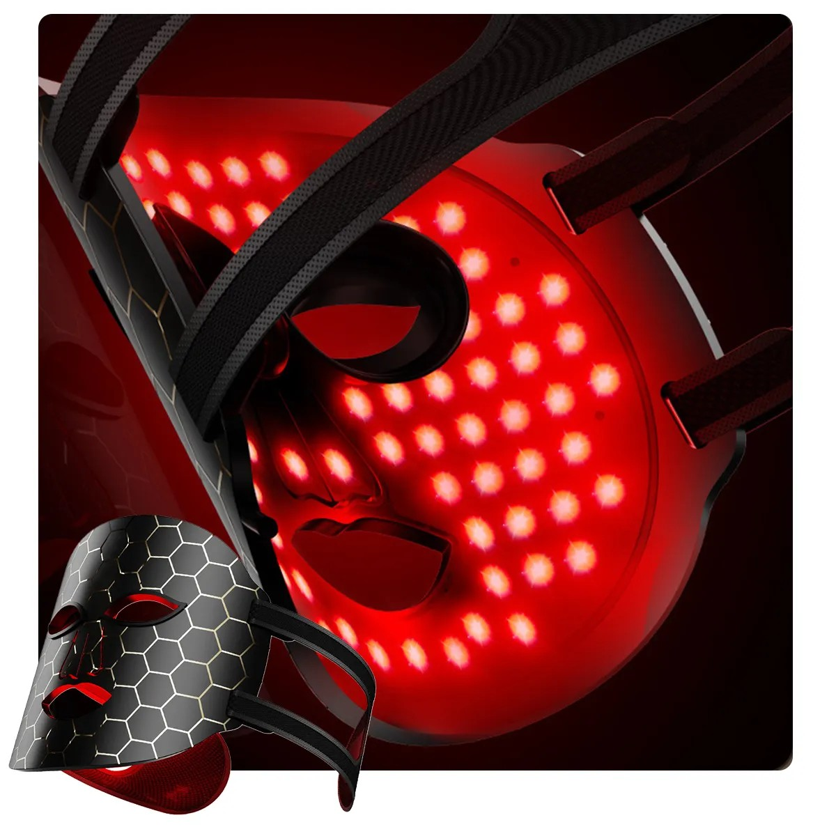 Masca Faciala din Silicon, SkinLight, Fototerapie cu 96 leduri 3D, 288 de fascicule  pentru rejuvenare și tratarea acneei