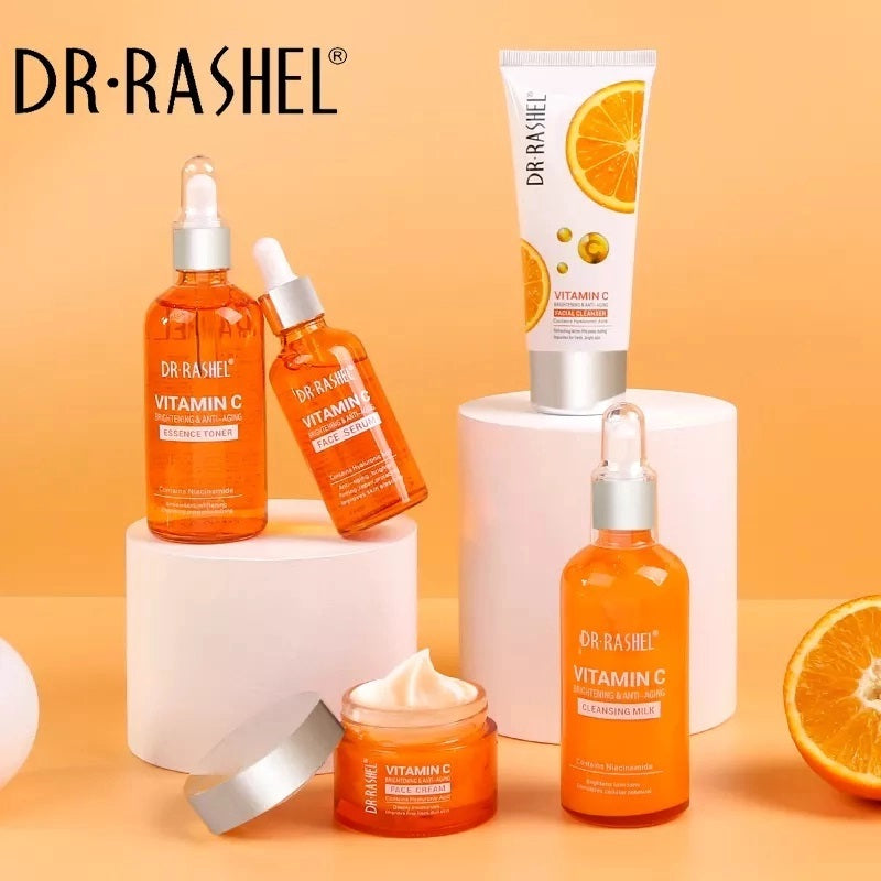Set 5 Produse Anti - Aging cu Vitamina C, Acid Hialuronic si Niacinamide