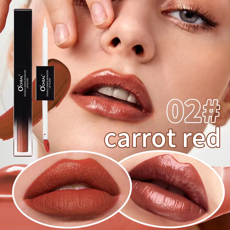 Luciu de Buze 2 în 1, O’CHEAL Vegan, Efect Mat & Ultra Glossy, Rezistent la Apa si Transfer