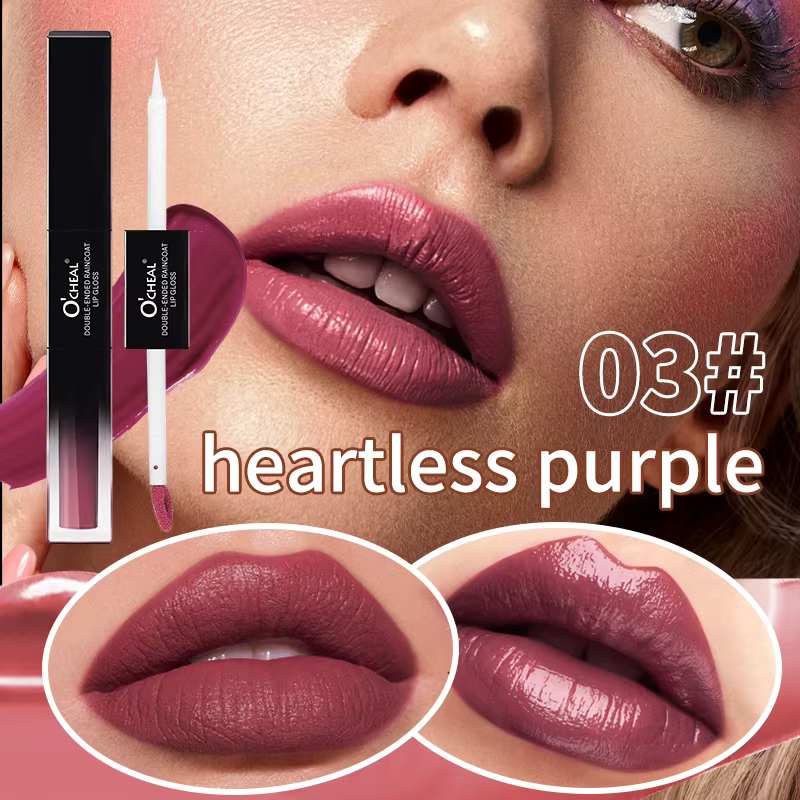 Luciu de Buze 2 în 1, O’CHEAL Vegan, Efect Mat & Ultra Glossy, Rezistent la Apa si Transfer