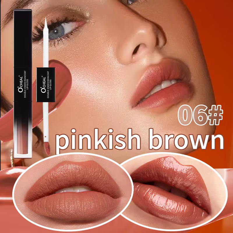 Luciu de Buze 2 în 1, O’CHEAL Vegan, Efect Mat & Ultra Glossy, Rezistent la Apa si Transfer