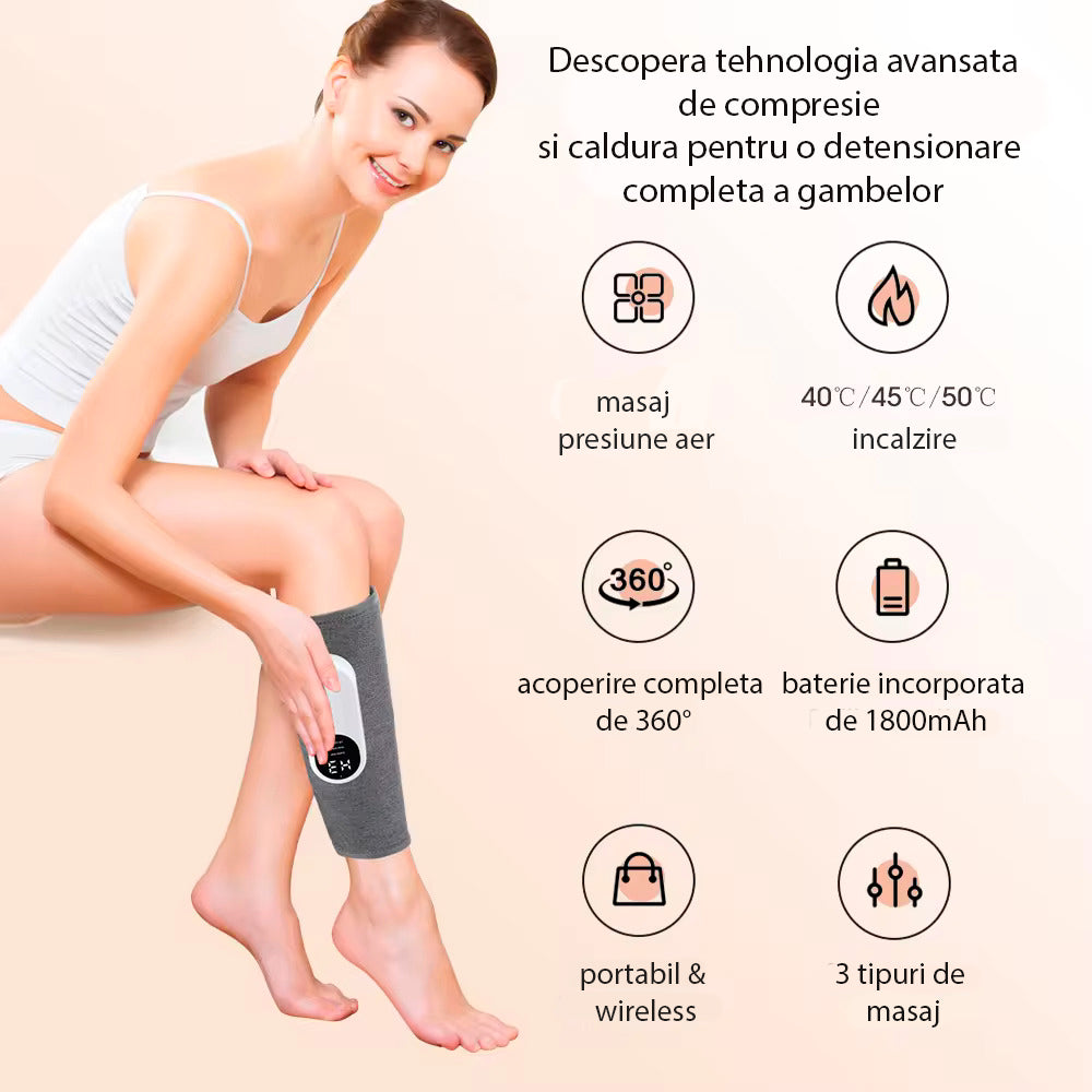 Dispozitiv de masaj cu încălzire și compresie de aer pentru gambe, KPF-LEG-O1, 1 buc