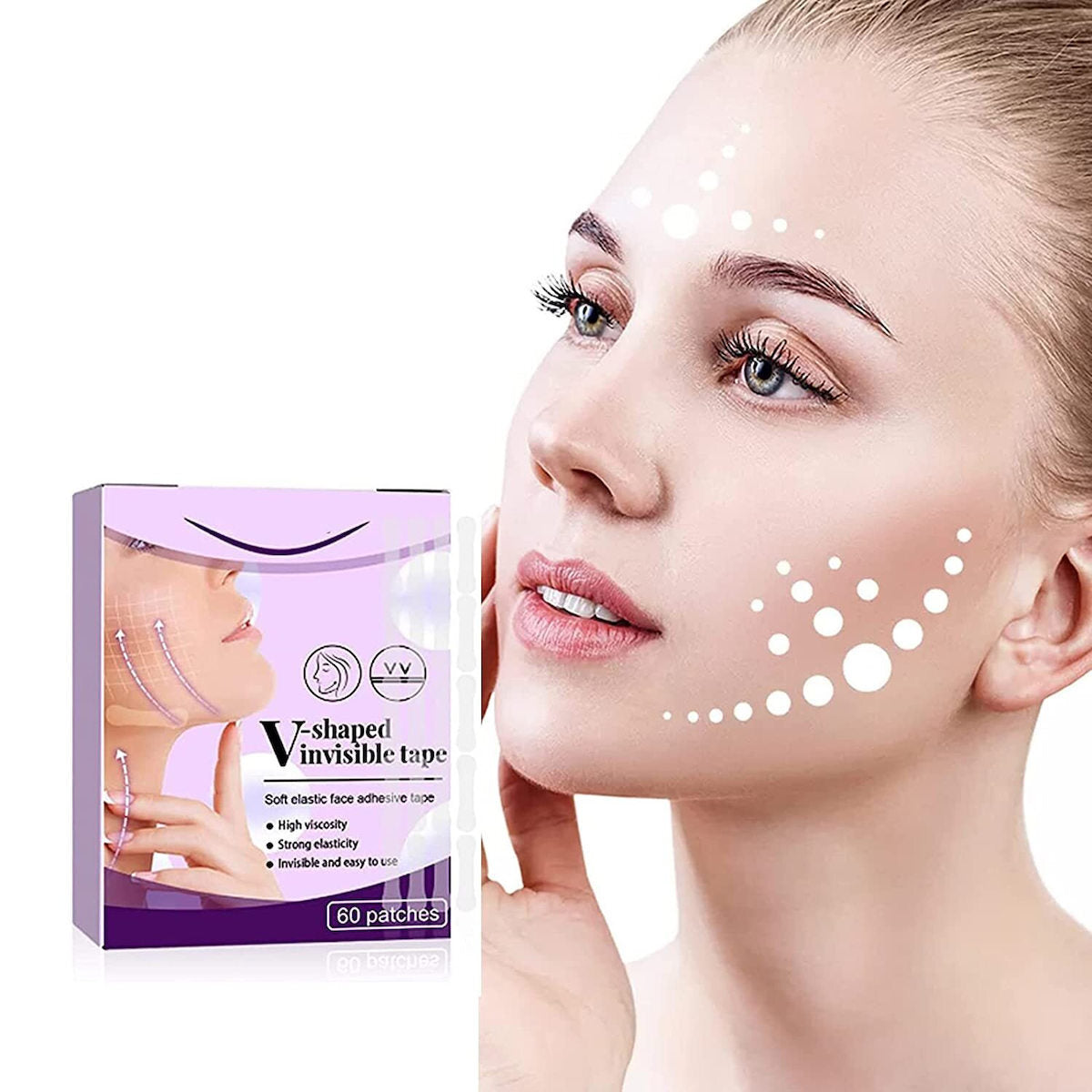 Set de stickere invizibile pentru lifting facial InstaLift, 60 buc