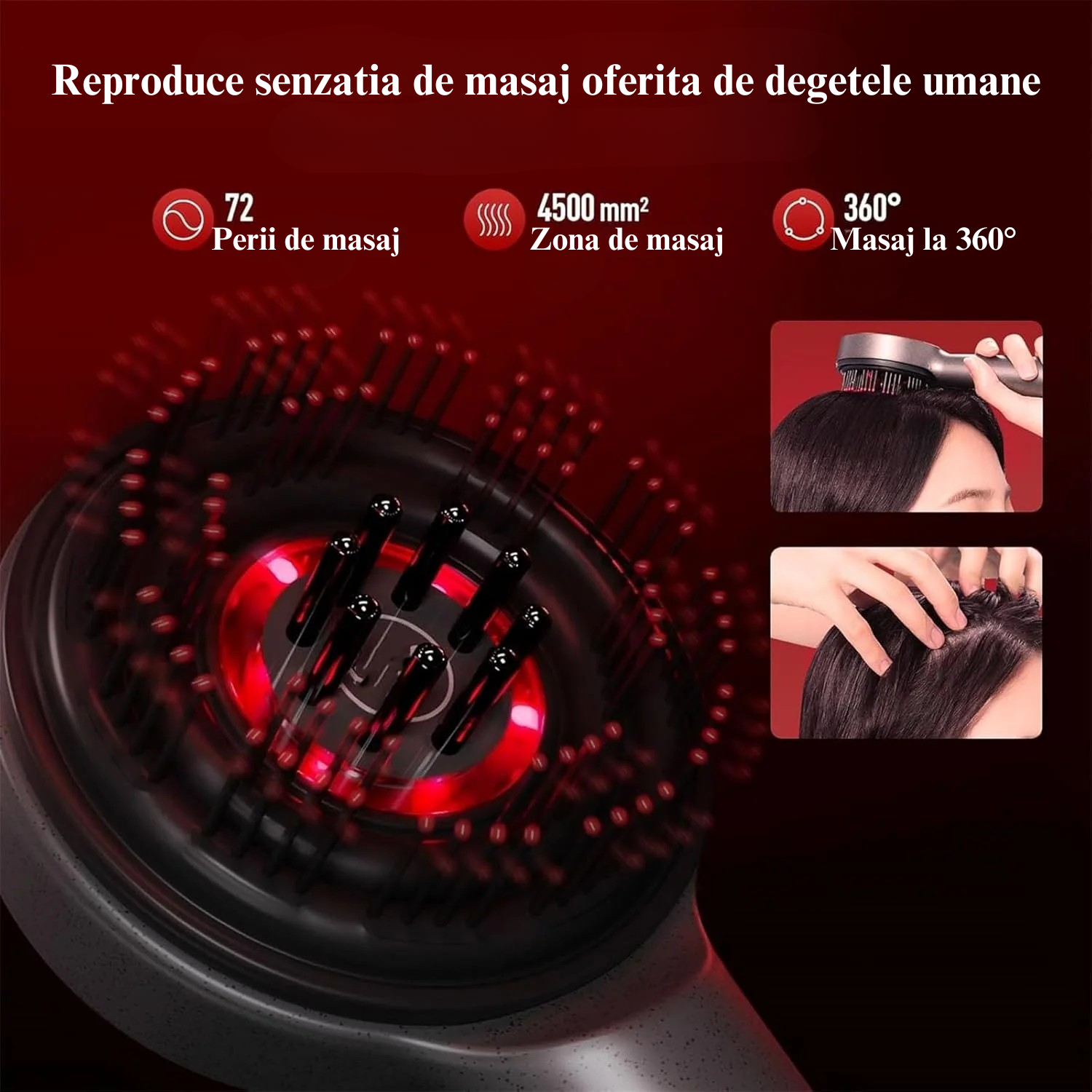 Perie pentru par, BrushPro X6, cu Aplicator de ser pentru scalp, pentru Regenerarea si Cresterea parului