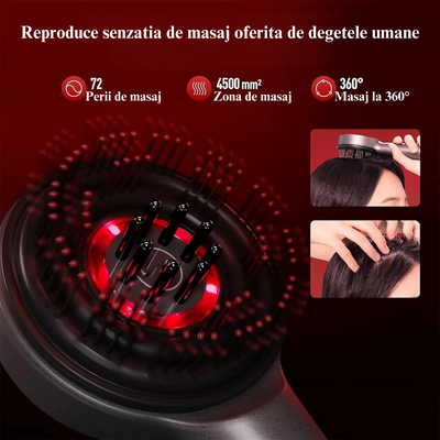 Perie pentru par cu Tehnologie avansata, BrushPro X6, Aplicator de ser pentru scalp, Vibratii, Infrarosu, Pentru Regenerarea si Cresterea parului