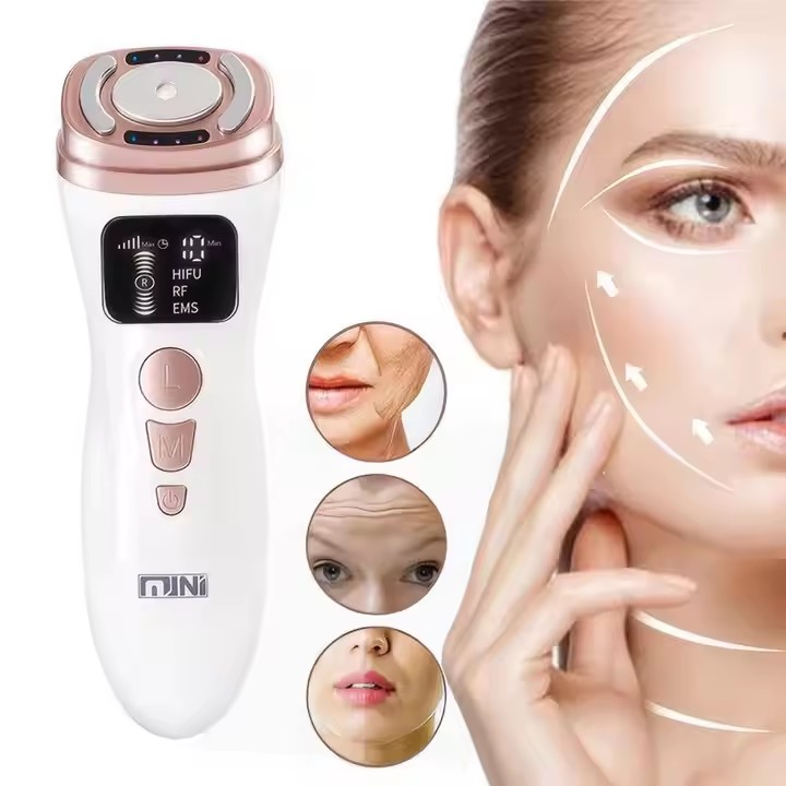 Aparat Facial cu Ultrasunete, Ems, Terapie Fotonica si Radiofrecventa, Mini Hifu