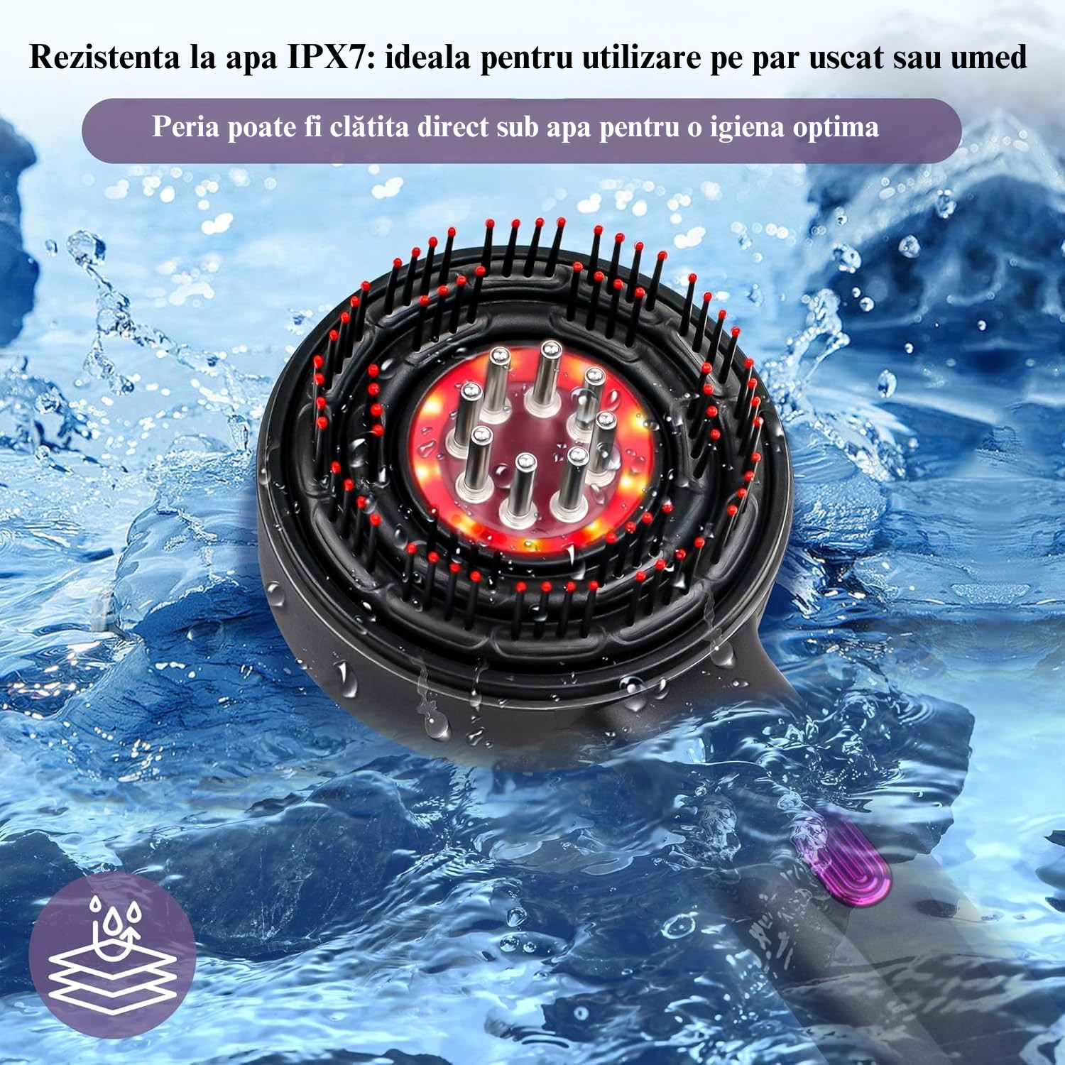 Perie pentru par, BrushPro X6, cu Aplicator de ser pentru scalp, pentru Regenerarea si Cresterea parului