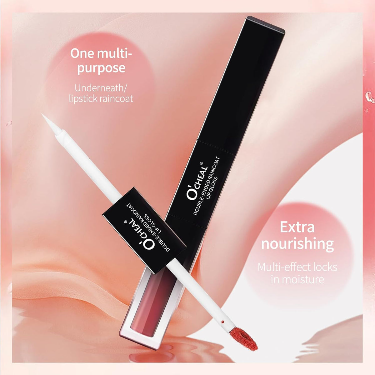 Luciu de Buze 2 în 1, O’CHEAL Vegan, Efect Mat & Ultra Glossy, Rezistent la Apa si Transfer