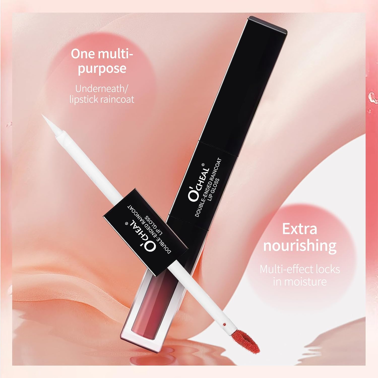 Luciu de Buze 2 în 1, O’CHEAL Vegan, Efect Mat & Ultra Glossy, Rezistent la Apa si Transfer