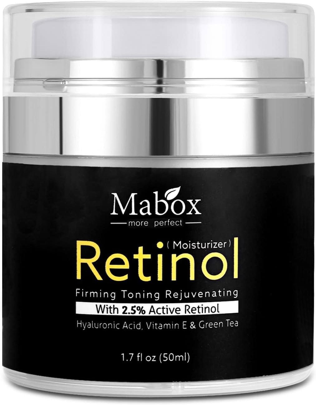 Crema cu Retinol 2.5% Mabox – Anti-Rid, Fermitate și Rejuvenare, cu Acid Hialuronic, Vitamina E si Ceai Verde, 50ml