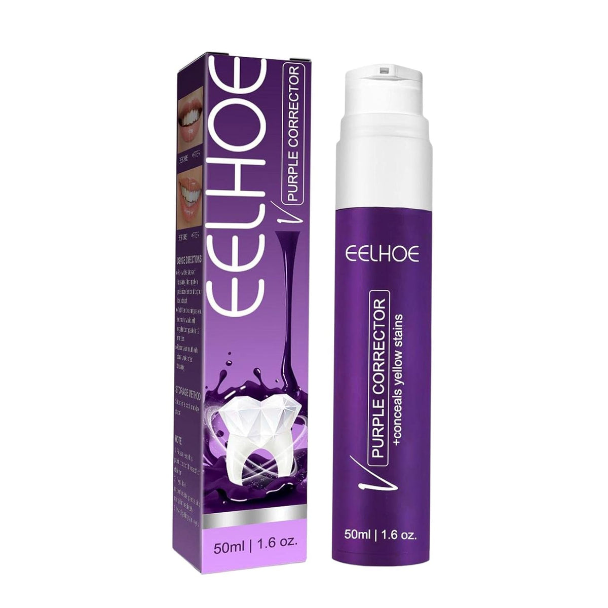 Pasta pentru Albirea Dintilor, Corector de culoare pentru albirea dintilor si indepartarea petelor, mov, 50ml.