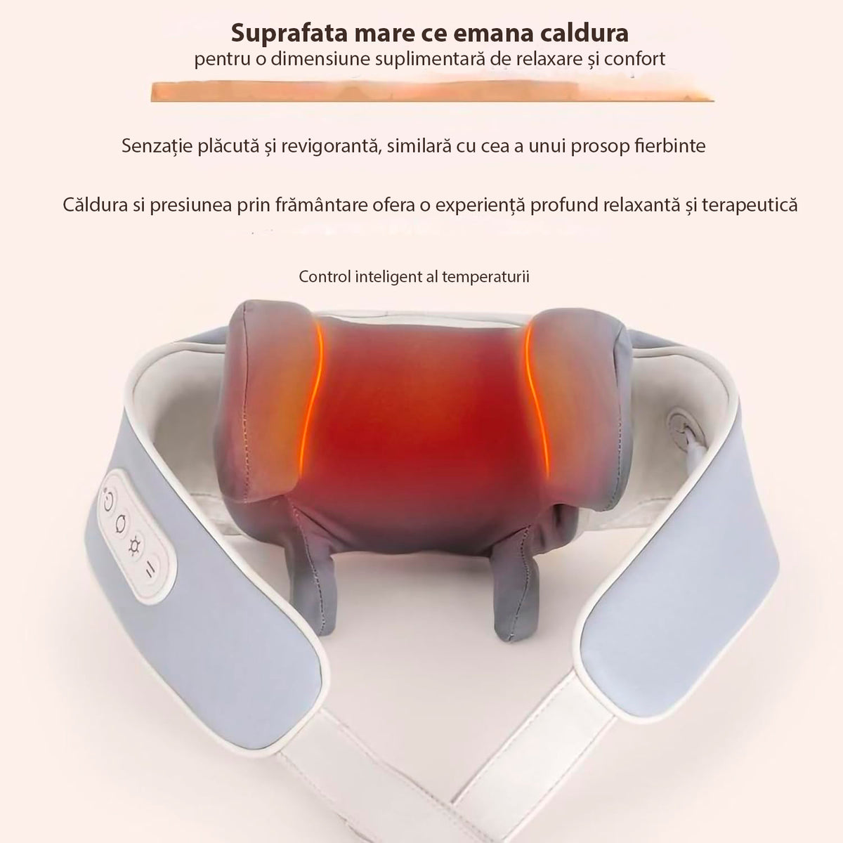 Aparat de masaj profesional electric Mini Neck N5, pentru gat si umeri,  functie de incalzire, fara fir, autonomie 90 minute