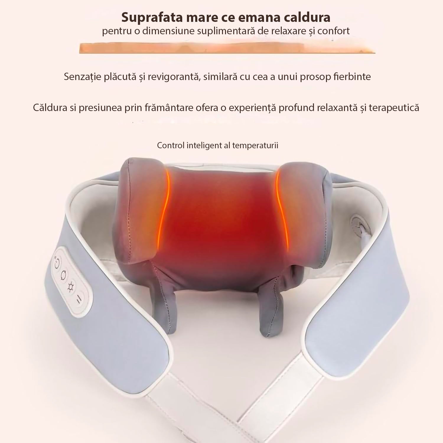 Aparat de masaj profesional electric Mini Neck N5, pentru gat si umeri,  functie de incalzire, fara fir, autonomie 90 minute