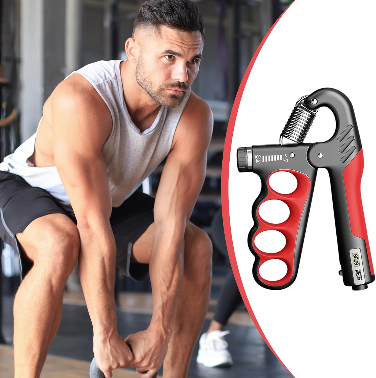 Flexor Maini Reglabil 5-100 kg, Afisaj Numarator Mecanic, Pentru antrenament antebrat, exercitii recuperare maini
