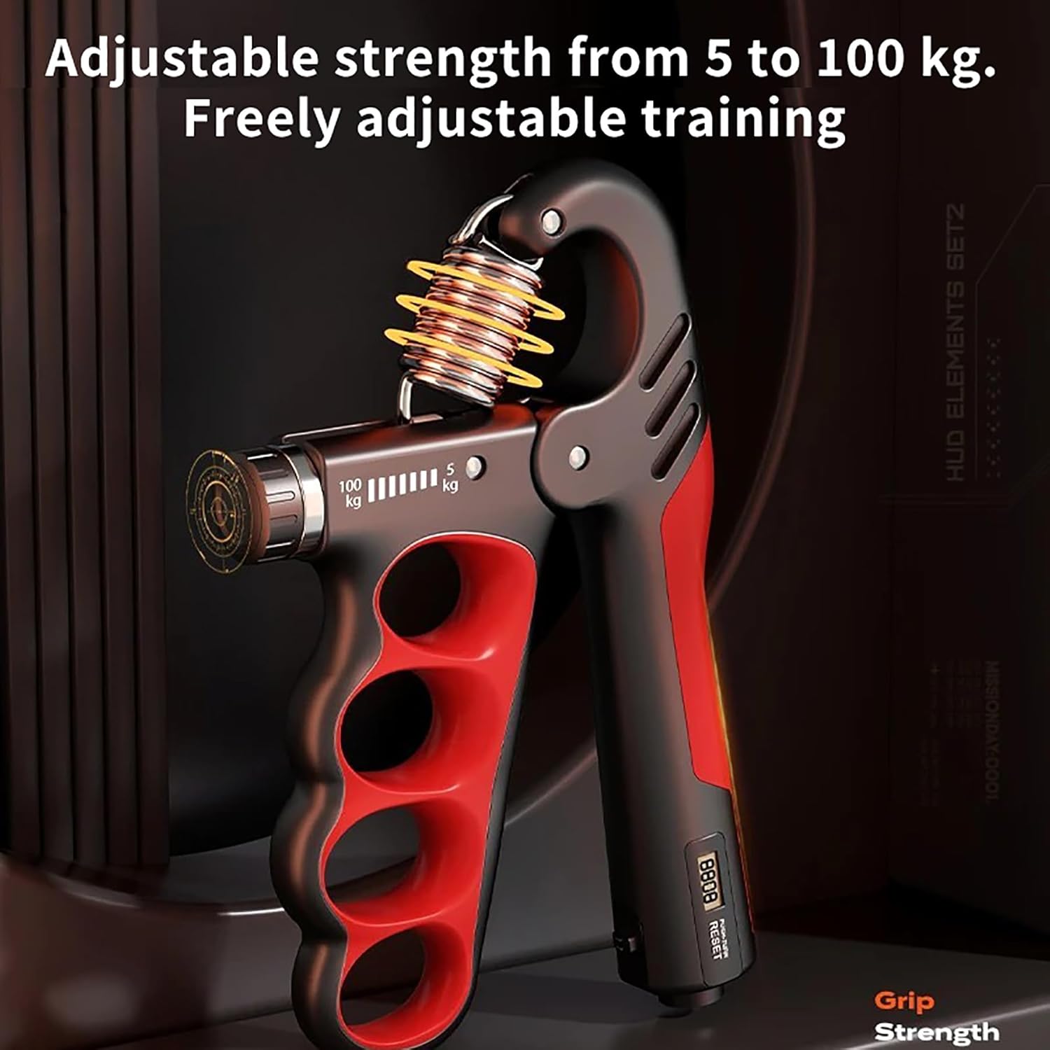 Flexor Maini Reglabil 5-100 kg, Afisaj Numarator Mecanic, Pentru antrenament antebrat, exercitii recuperare maini