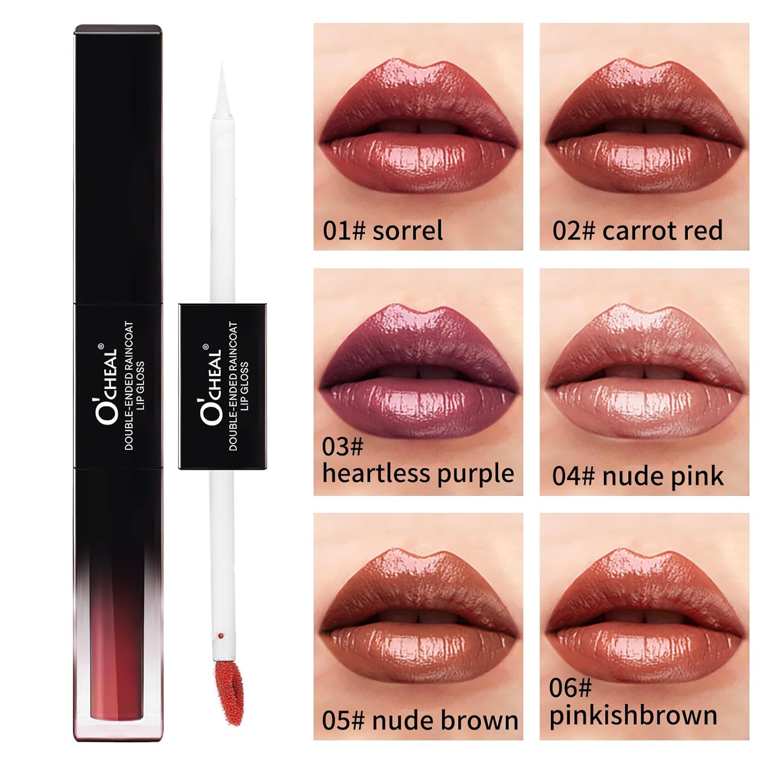 Luciu de Buze 2 în 1, O’CHEAL Vegan, Efect Mat & Ultra Glossy, Rezistent la Apa si Transfer