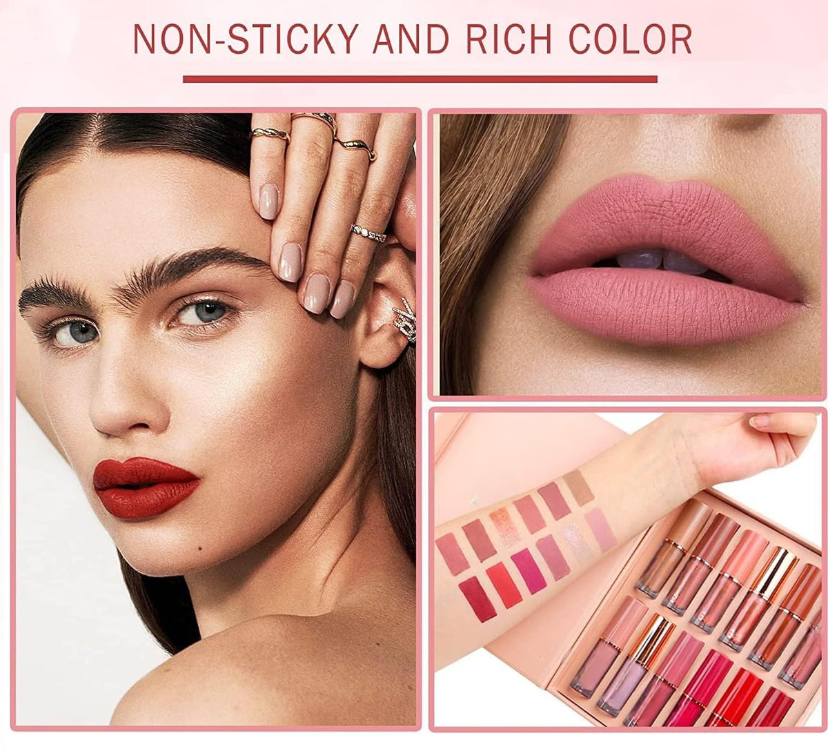 Set 12 rujuri rezistente la transfer mate si glossy, Handaiyan, 2.5 ml