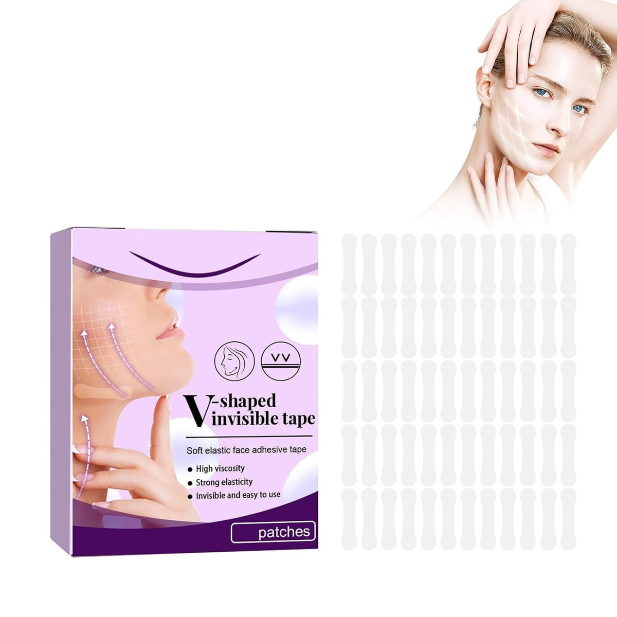 Set de stickere invizibile pentru lifting facial InstaLift, 60 buc