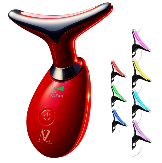 Aparat masaj facial cu LED &amp; masaj termic – Fata si Gat | AZ Beauty Skin®