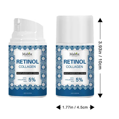 Crema de fata Mabox Retinol & Collagen, Acid Hialuronic 5%, Unt de Shea, Aloe Vera, Ulei de Jojoba, Vitamina E, 55 ml