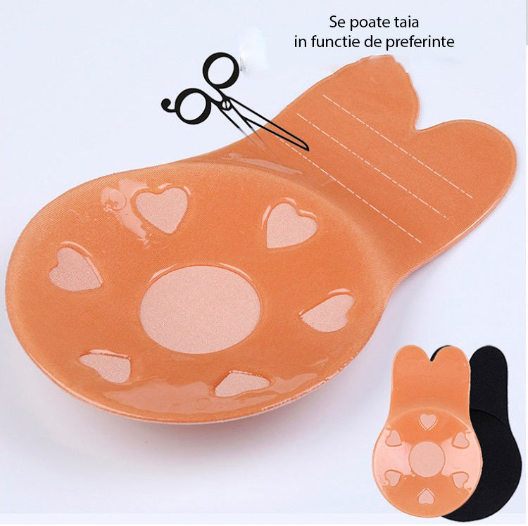 Sutien invizibil, din silicon cu efect de push up, Nude