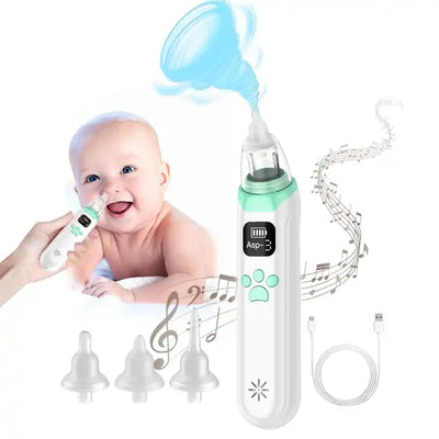 Aspirator Nazal Electric pentru bebelusi si copii, Silentios cu Functie Muzicala, 3 trepte de Aspirare 0-12 ani