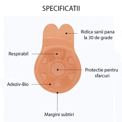 Sutien invizibil, din silicon cu efect de push up, Nude