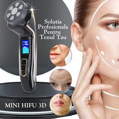 Aparat lifting facial Mini HIFU 3D cu ultrasunete, EMS și radiofrecvență