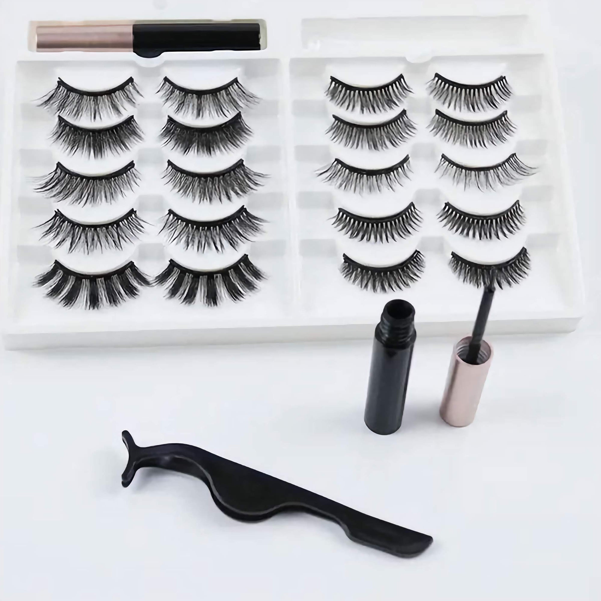 Set 10 Perechi Gene False magnetice 3D, 1 aplicator gene false, 2 Eyeliner
