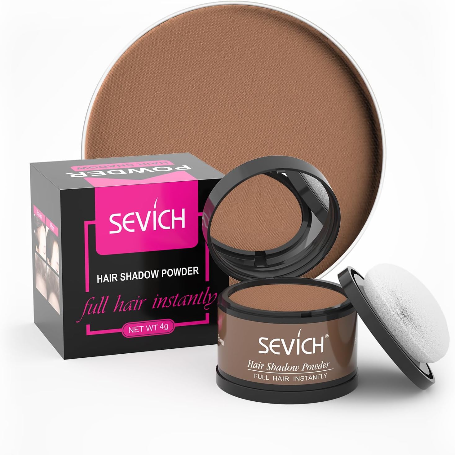 Pudra de par pentru camuflarea zonelor cu par rar, SEVICH