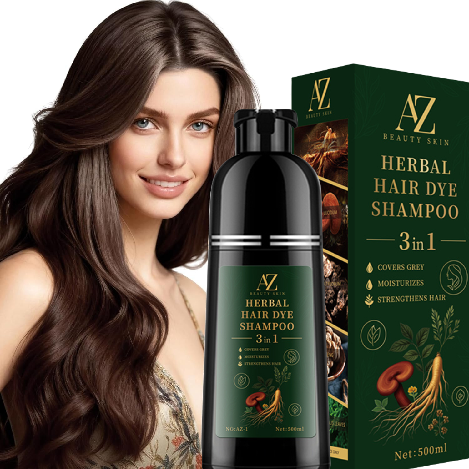 Sampon colorant pentru par, fara amoniac, unisex, 500 ml – AZ Beauty Skin®