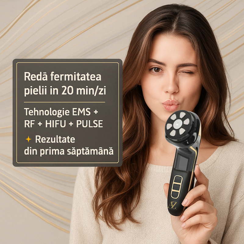 Aparat lifting facial Mini HIFU 3D cu ultrasunete, EMS și radiofrecvență