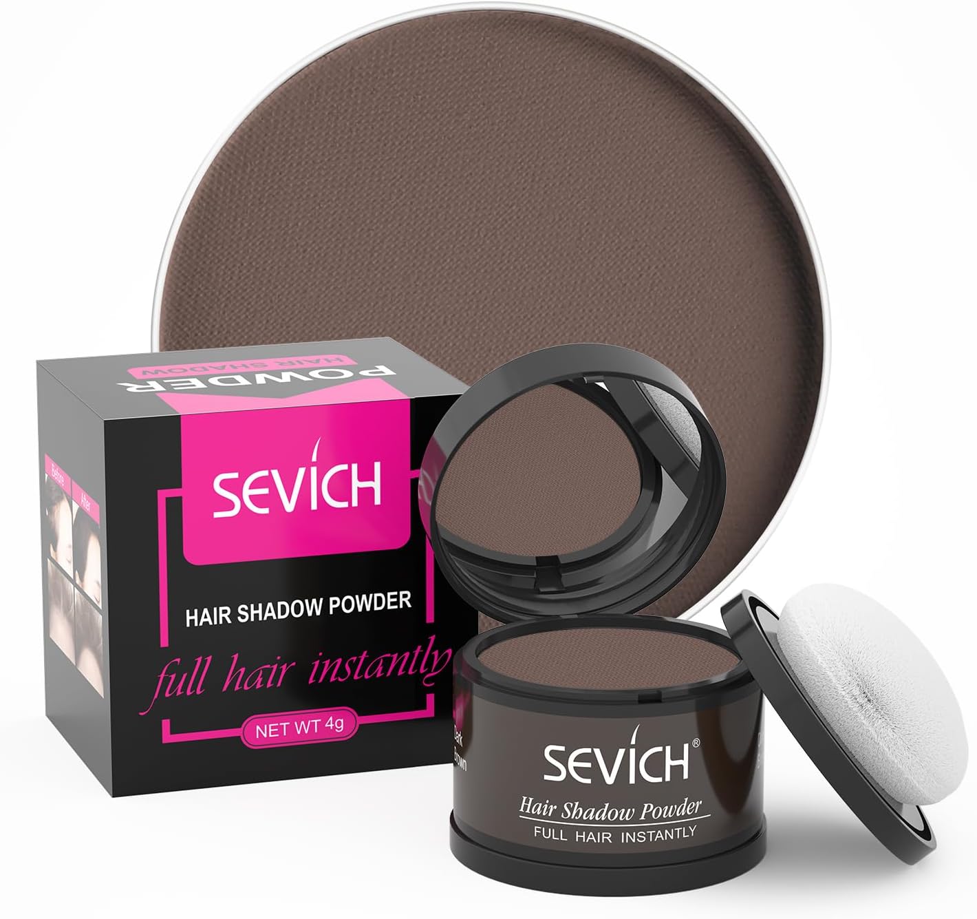 Pudra de par pentru camuflarea zonelor cu par rar, SEVICH
